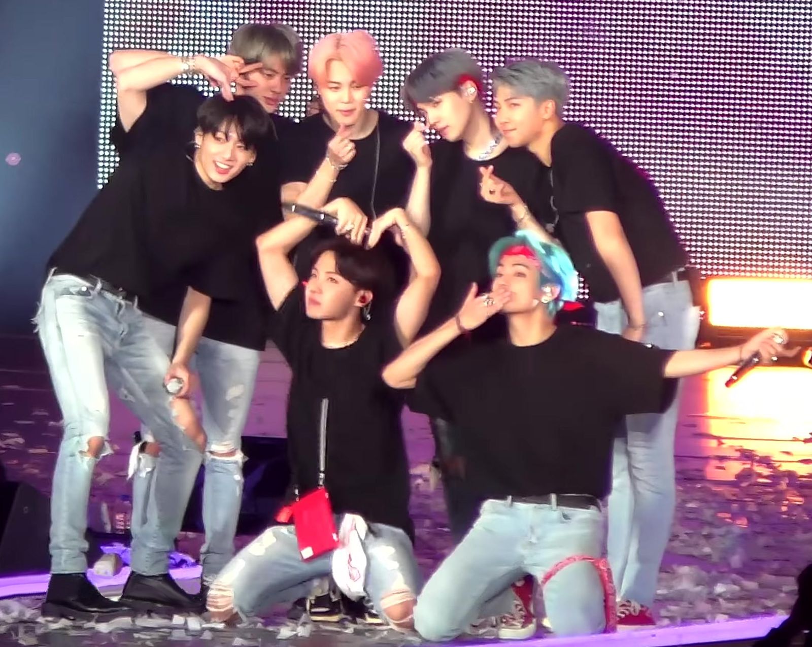 BTS performing at the end of their Love Yourself concert in Nagoya 2019, after years in the K-pop trainee system