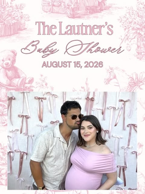 Taylor Lautner kissing pregnant wife Tay on the cheek at their baby shower in August 2026
