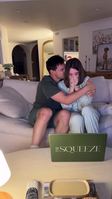 Tay Lautner in the couple's June 2026 gender reveal video announcing they were having a girl