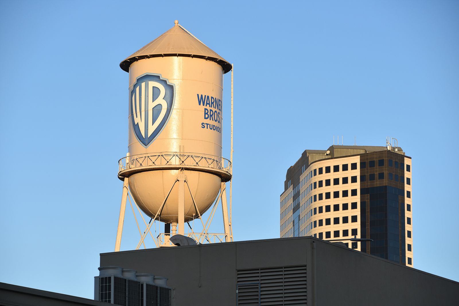 The iconic Warner Bros Studios water tower in Burbank