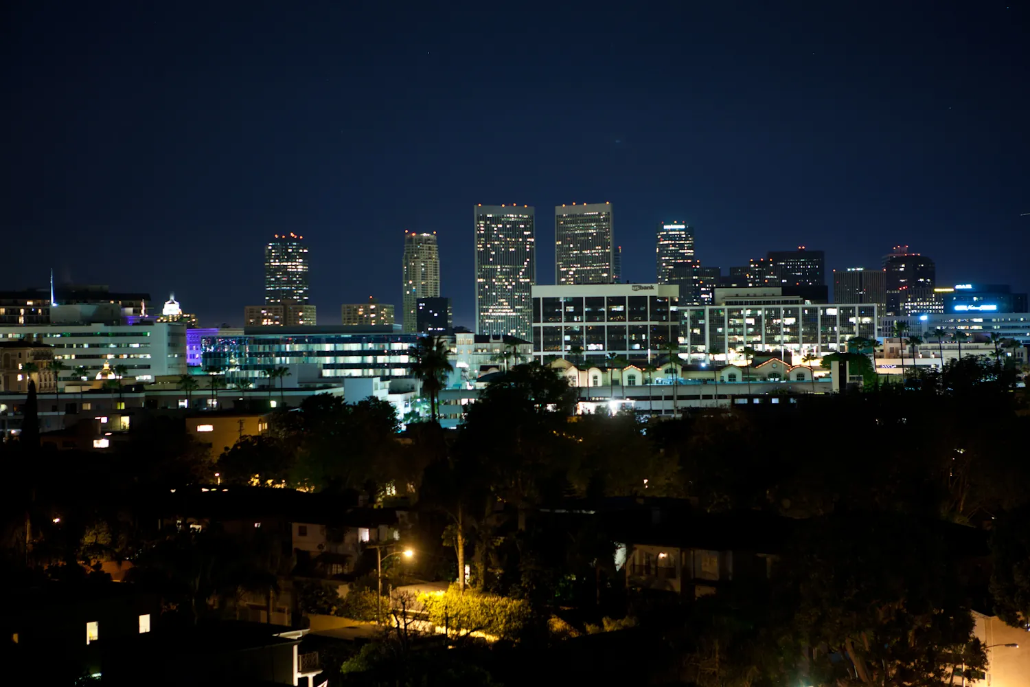 Downtown Beverly Hills at night, home to some of the most extravagant celebrity homes ever sold