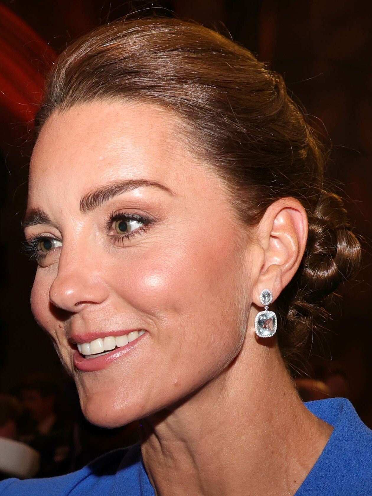 Close-up portrait of Catherine at an evening royal reception in Glasgow, November 2021.