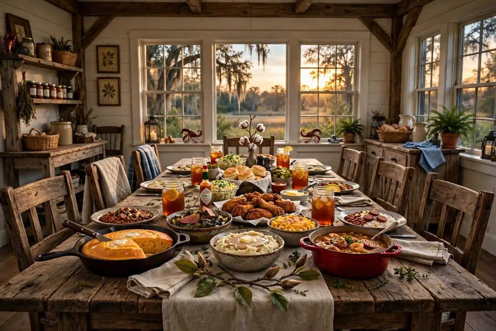 The Robertson family dinner table in Louisiana