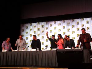 The Firefly cast at a reunion panel — one of the most famous tv shows cancelled too soon