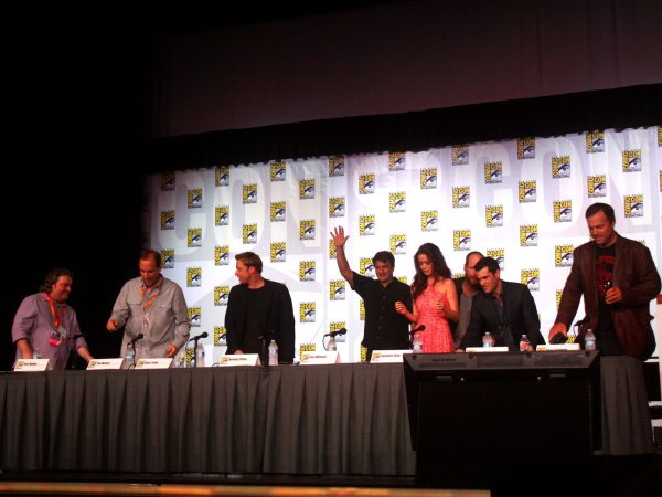 The Firefly cast at a reunion panel — one of the most famous tv shows cancelled too soon