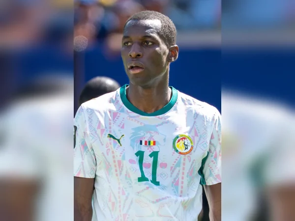 Nicolas Jackson in Senegal's national team kit during the France v Senegal match at the 2026 FIFA World Cup