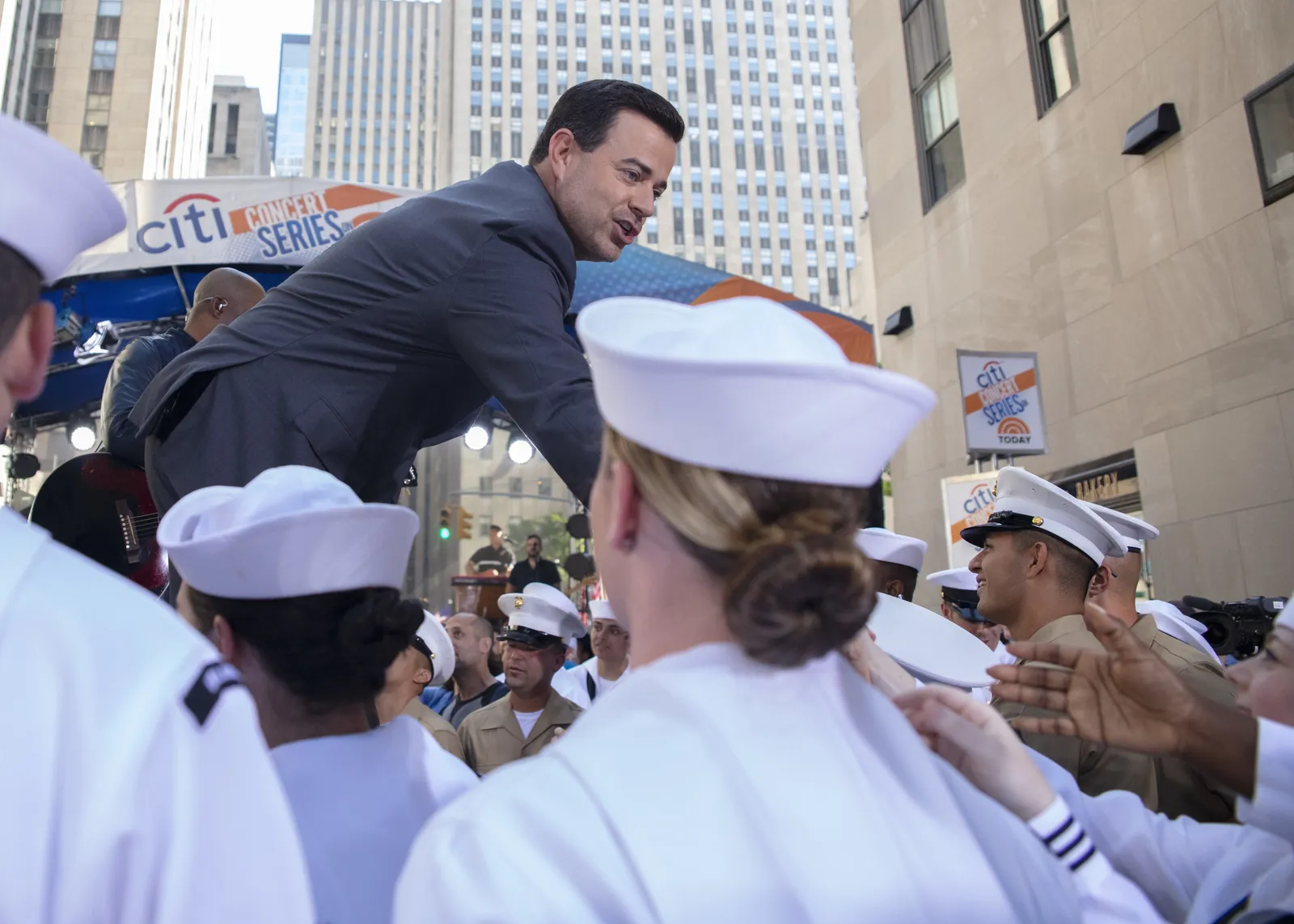 Carson Daly greeting sailors, Marines and Coast Guardsmen during Fleet Week New York 2018