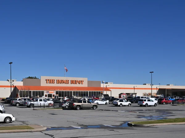 Home Depot storefront with orange THE HOME DEPOT signage, Tulsa, Oklahoma