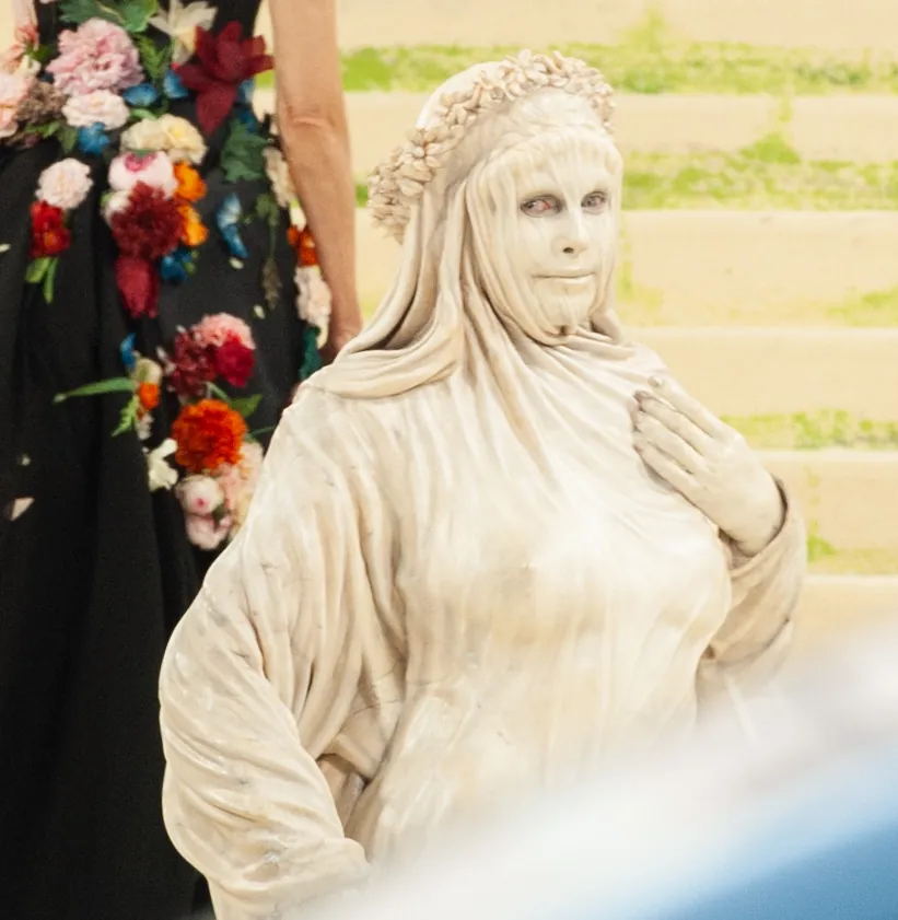 Heidi Klum's statue-inspired veiled ensemble at the 2026 Met Gala — a red-carpet look worthy of her Heidi Klum Halloween costumes hall of fame