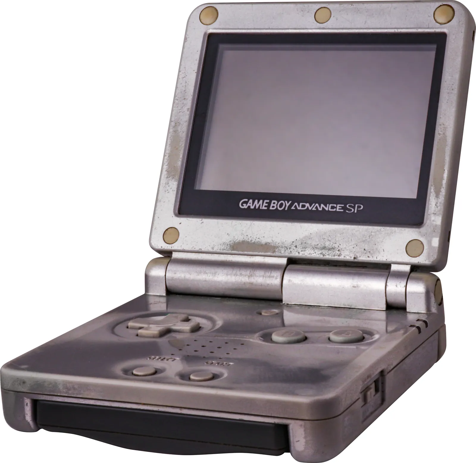 A Game Boy Advance SP, the clamshell redesign many fans used to play Pokémon Ruby and Sapphire