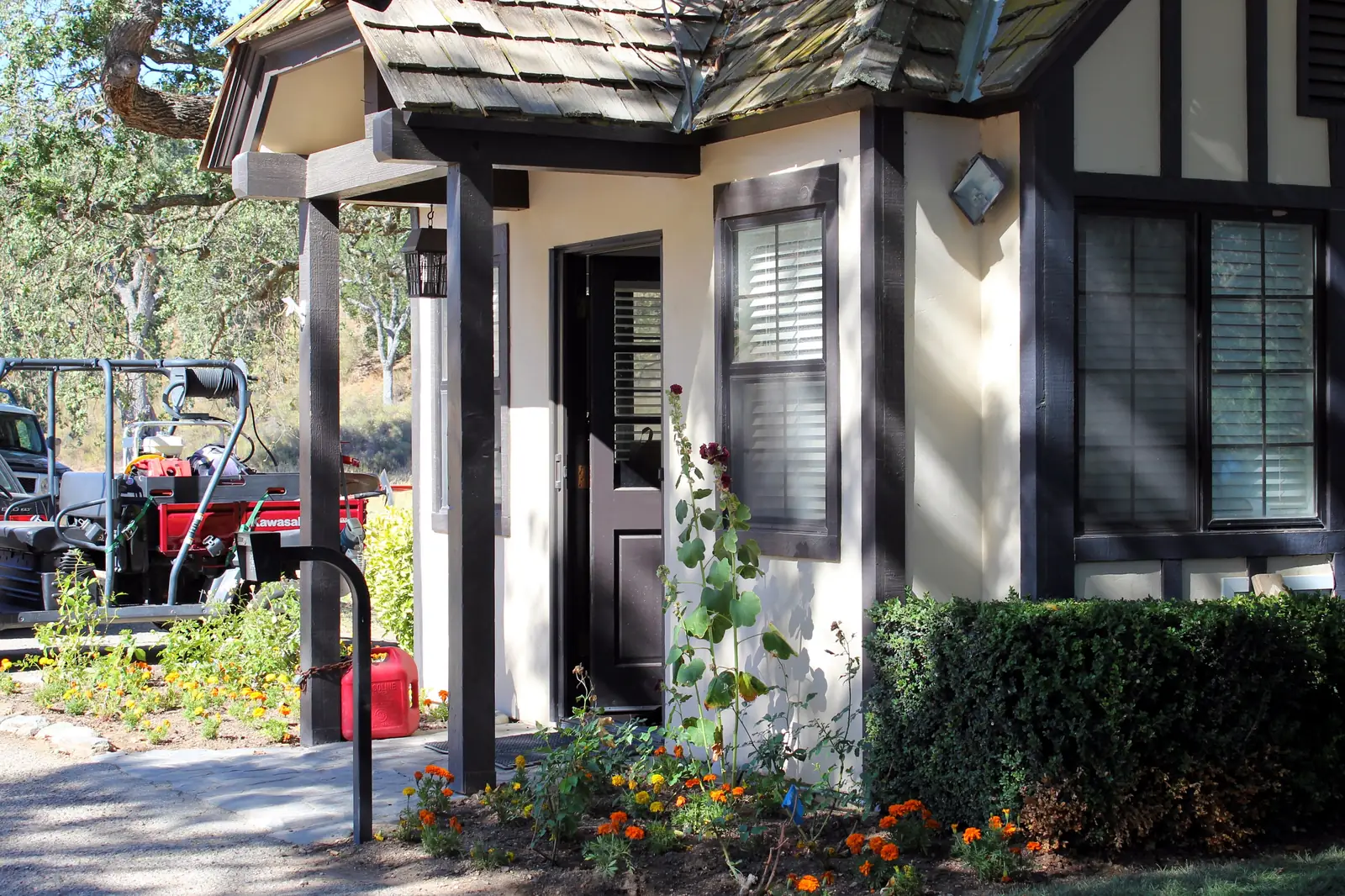 The security hut inside the gates of Neverland Ranch — one of the most extravagant celebrity homes ever sold