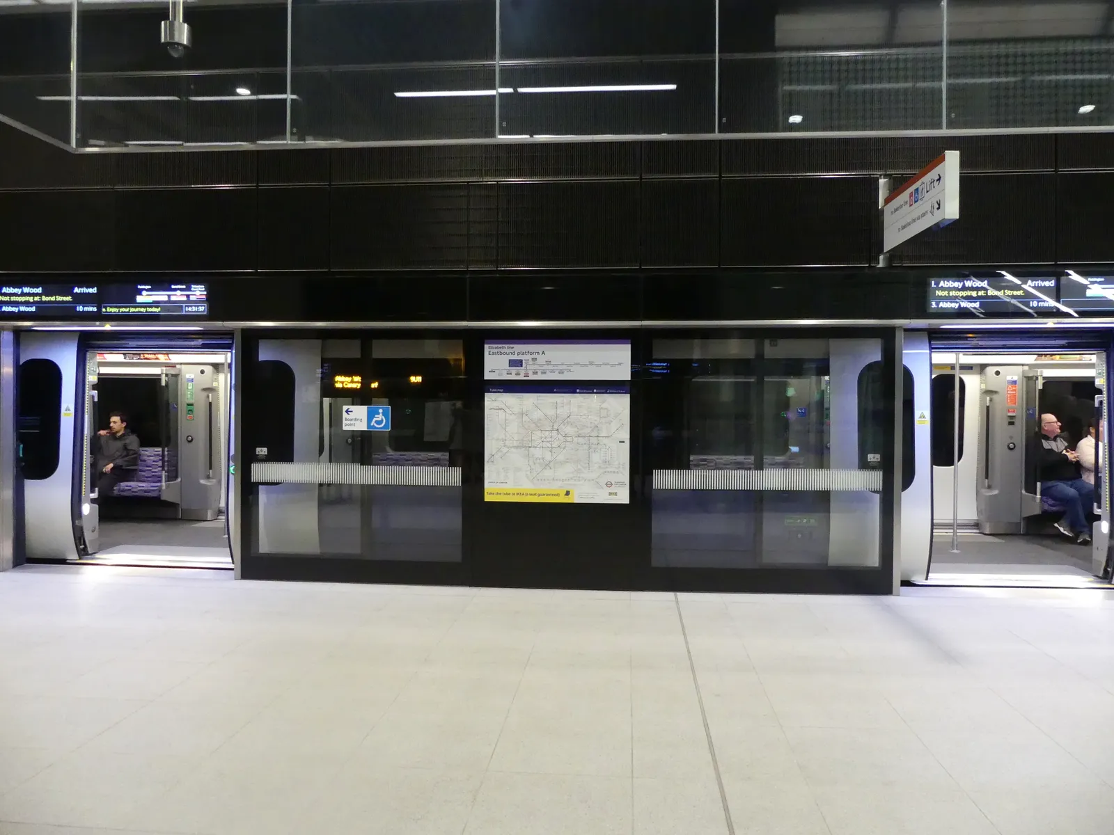 Elizabeth Line platforms at Paddington station in London, seen one day after the line opened